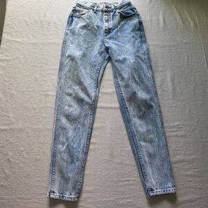 Vintage Jeans Womens 9 Blue Acid Wash Denim High Waist Tapered Leg  90s Made USA